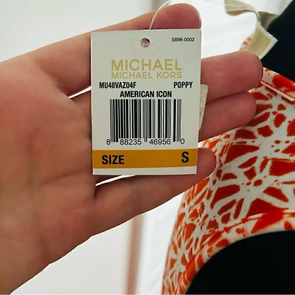 Michael Kors Orange/White Geometric Front Slit Dresss